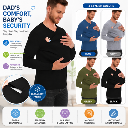 Kangaroo Pocket Shirt – Comfortable & Handy – Baby Carrier T-shirt for Men