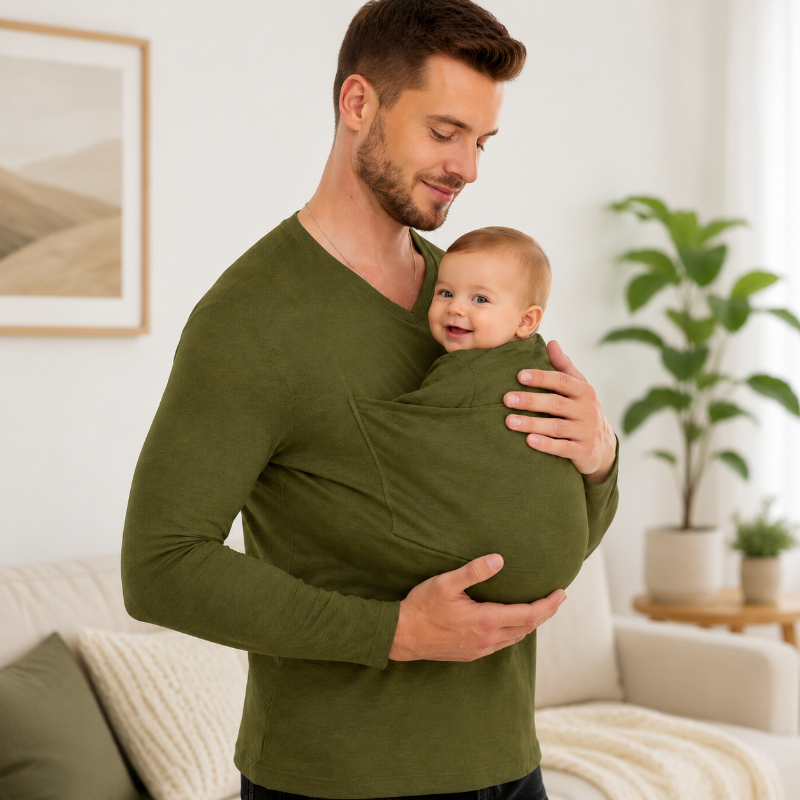 Kangaroo Pocket Shirt – Comfortable & Handy – Baby Carrier T-shirt for Men