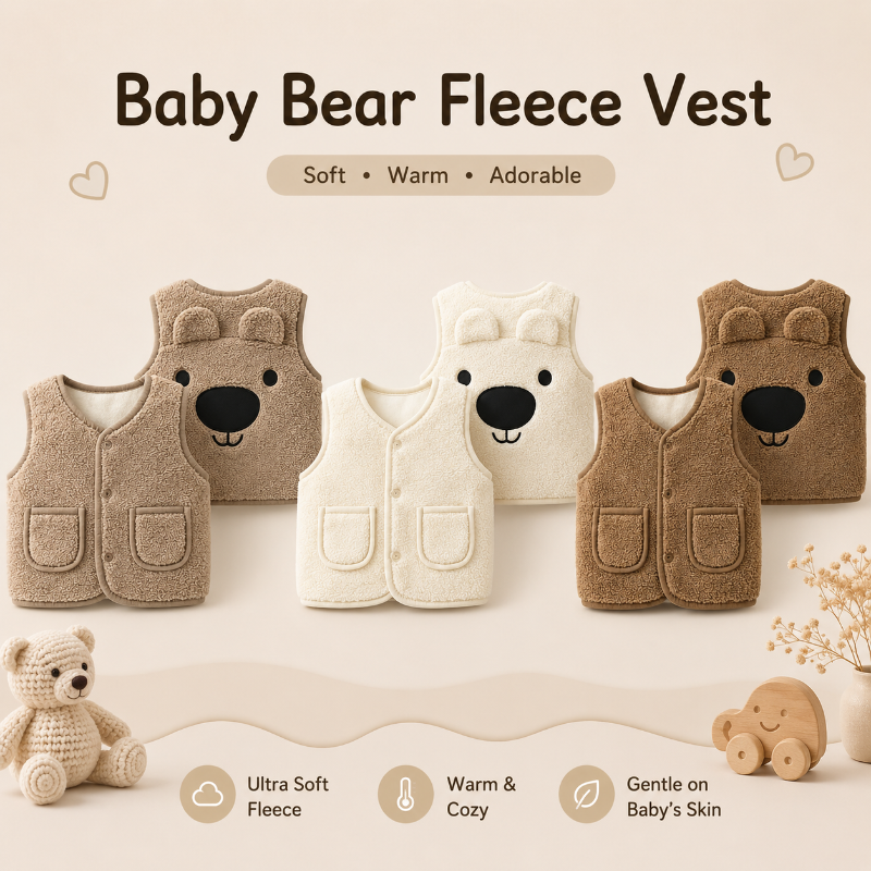 Baby Bear Fleece Vest – Warm & Soft – Children's Bear Vest