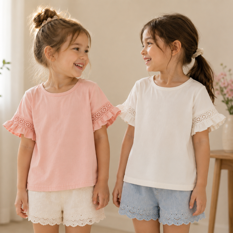 Girls Trumpet Sleeve Top – Elegant & Comfort – Lace Sleeve