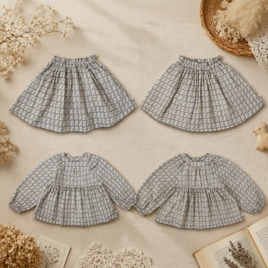 Kids Clothing Set | Printed Shirt Skirt | Two Piece Unisex Design