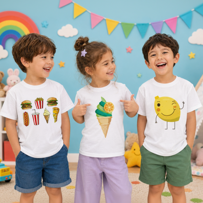 Boys & Girls Summer Tee – Comfort & Playful – Fun Print Kids T-shirt