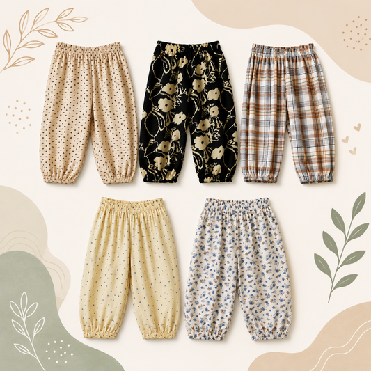 Kids Harem Pants | Loose Fit | Elastic Waist Lightweight Design Soft