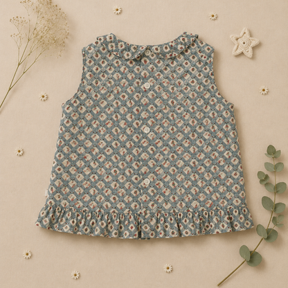 Matching Set – Comfortable & Daisy Print – Bloomer, Skirt & Blouse