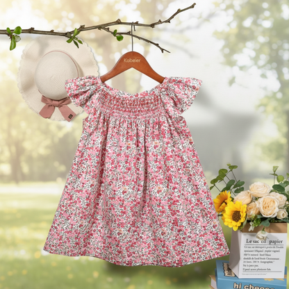 Floral Dress – Light & Airy – Girls Flutter Sleeve Dress