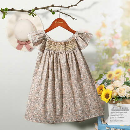Floral Dress – Light & Airy – Girls Flutter Sleeve Dress