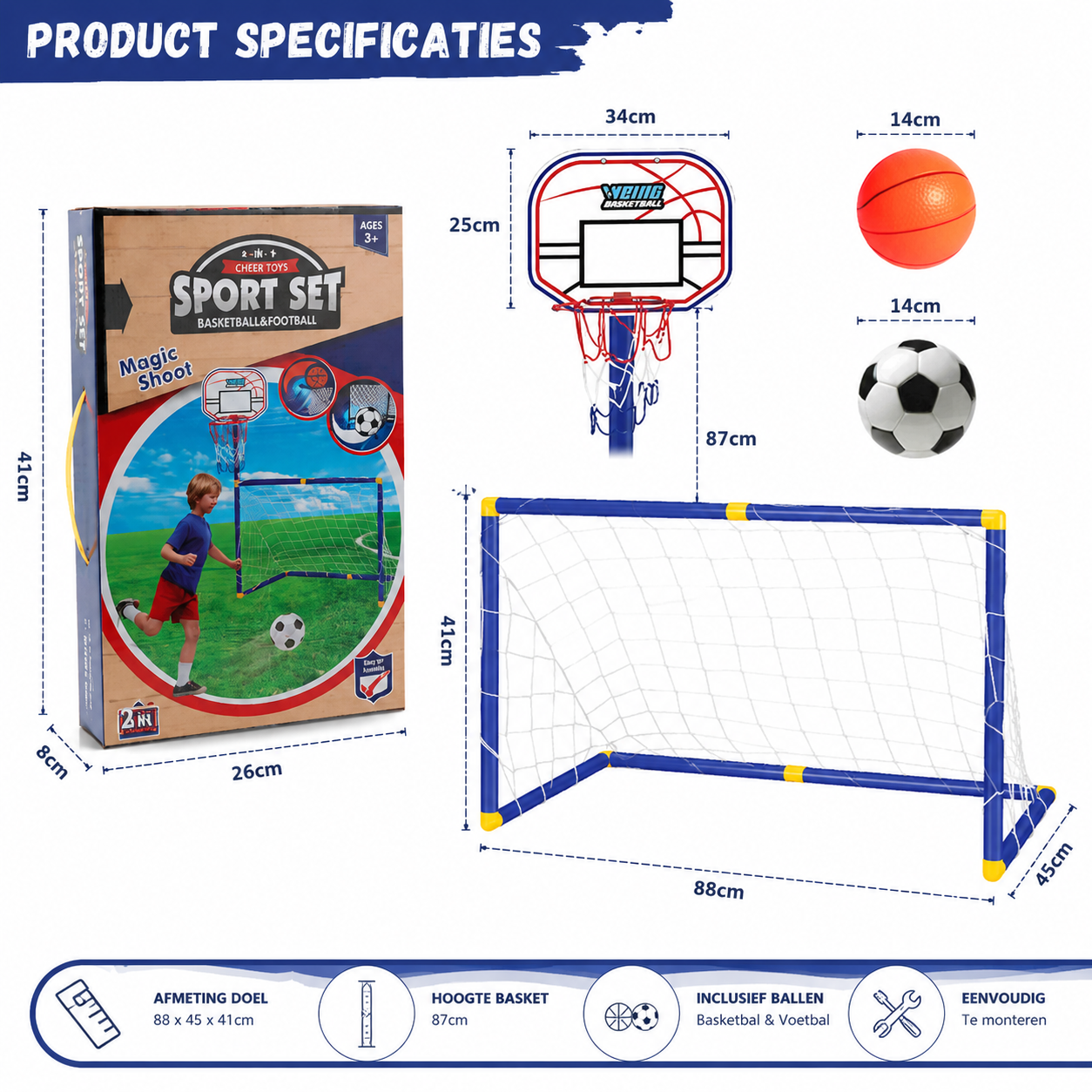 Kids Ball Games - Double Play Fun - Soccer & Basketball Toy Set