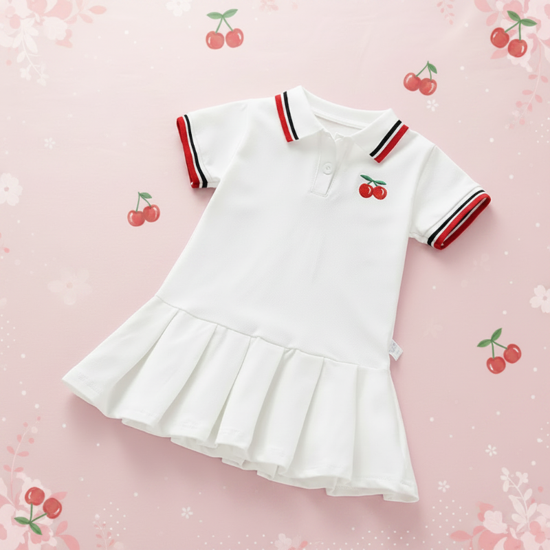 PetitJoy – Comfortable & Stylish – Polo Dress with Cherry Print