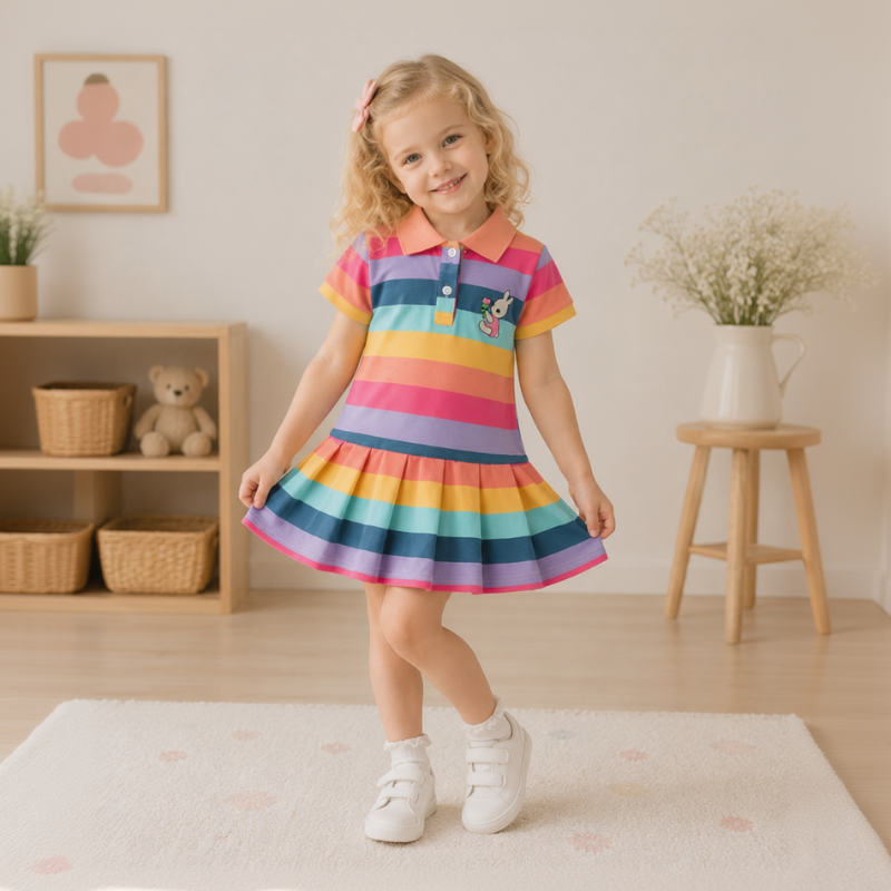RainbowBabe – Fresh & Colorful – Kids Polo Dress