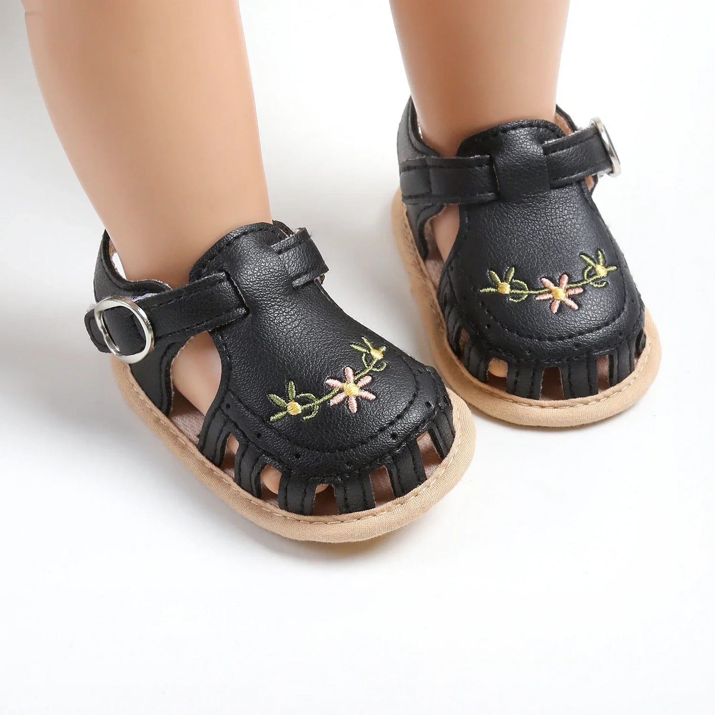 TinyPetals – Comfort & Style – Baby Sandals with Floral Embroidery