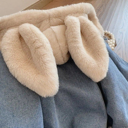 Girls Bunny Denim Coat – Warm & Comfort – Children's Jacket