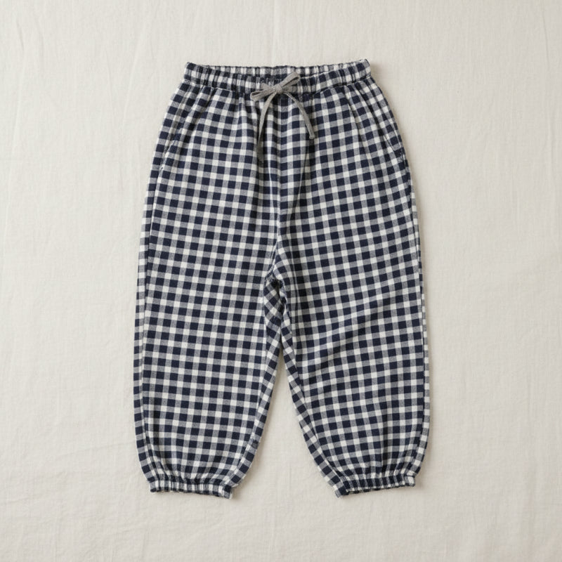 Plaid Cotton Pants – Lightweight & Breathable – Casual Balloon/Harem Style Pants