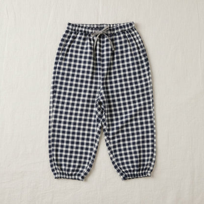 Plaid Cotton Pants – Lightweight & Breathable – Casual Balloon/Harem Style Pants