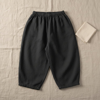 Plaid Cotton Pants – Lightweight & Breathable – Casual Balloon/Harem Style Pants