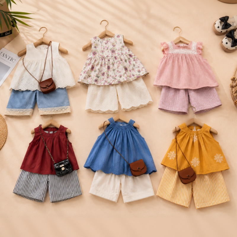 Sleeveless Tops & Pants – Soft & Stylish – Kids Clothing Summer Set