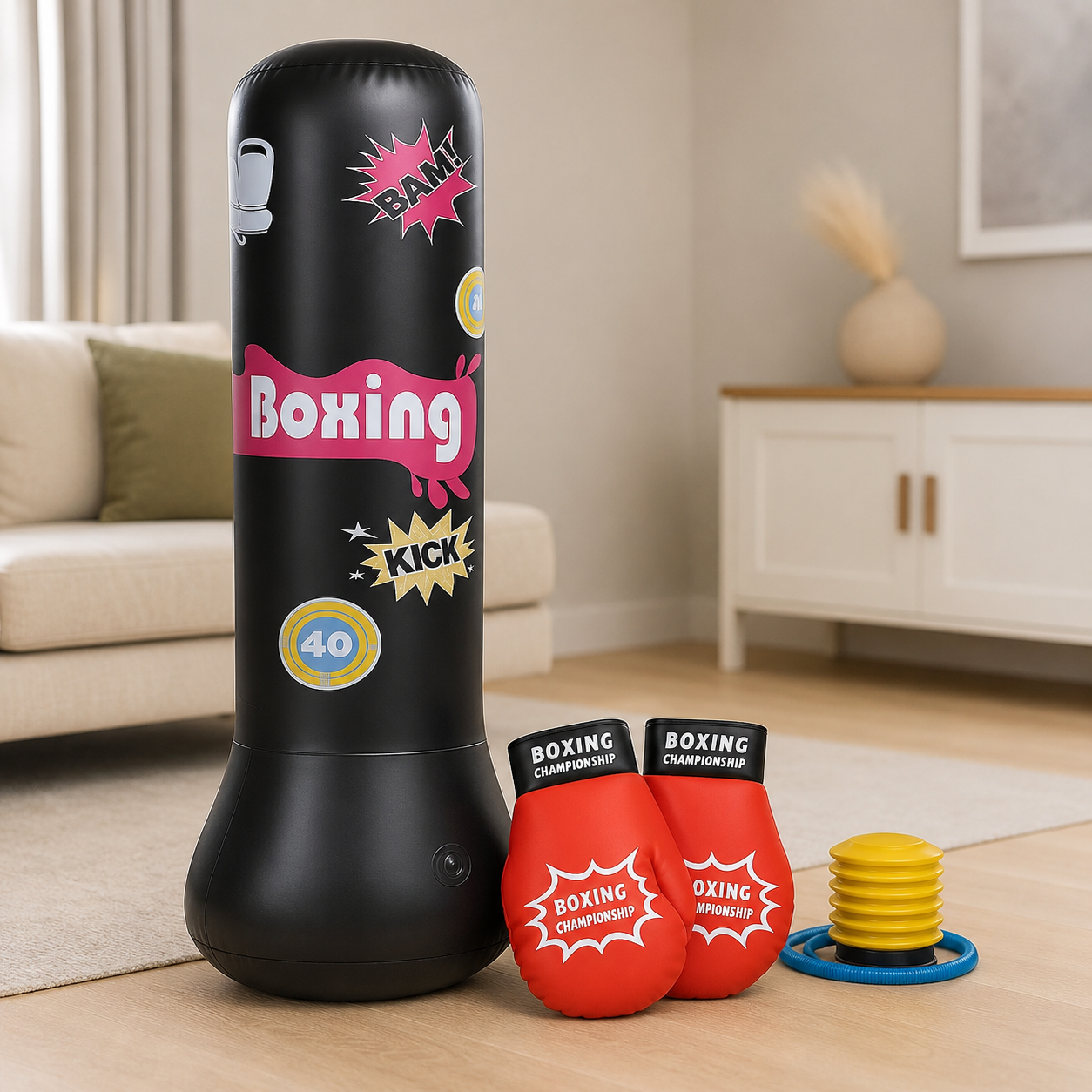 BopBag – Fun & Active – Inflatable Punching Bag with Gloves