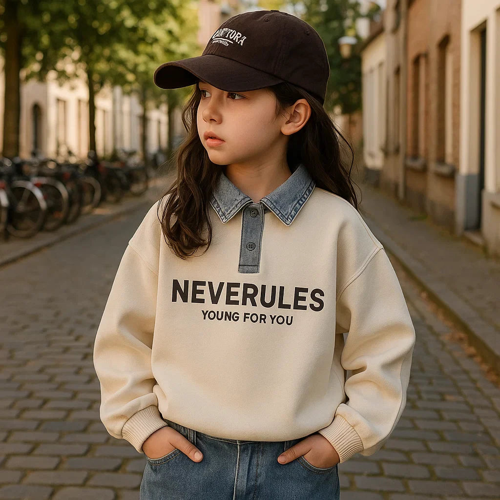 FashionKids – Stylish & Playful – Polo Shirt with Denim Collar