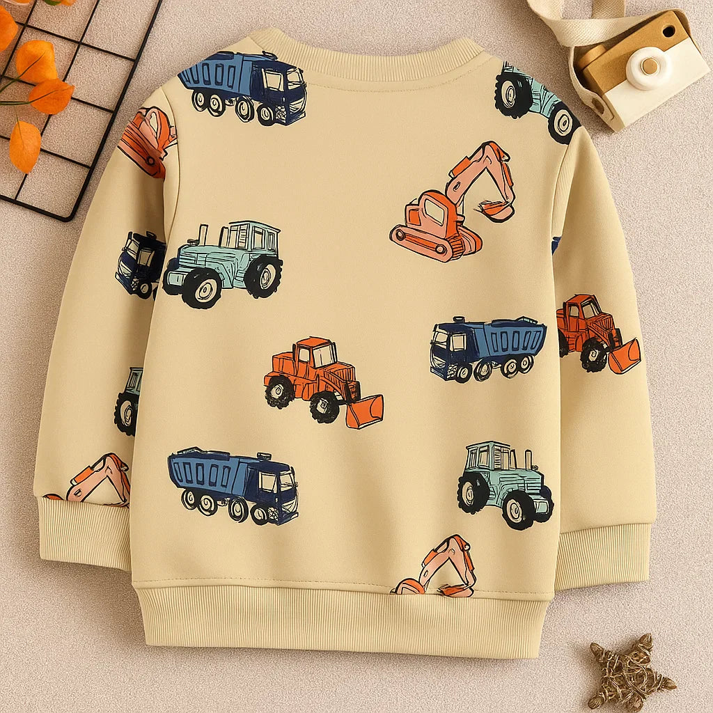 TruckTales – Soft & Warm – Sweater with Colorful Construction Vehicles