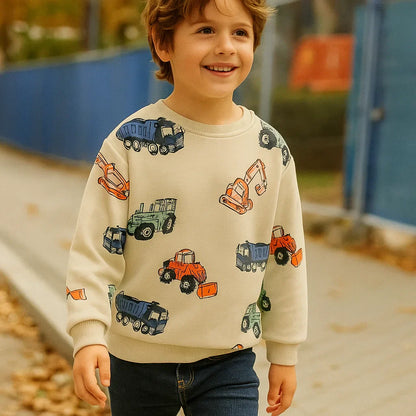 TruckTales – Soft & Warm – Sweater with Colorful Construction Vehicles