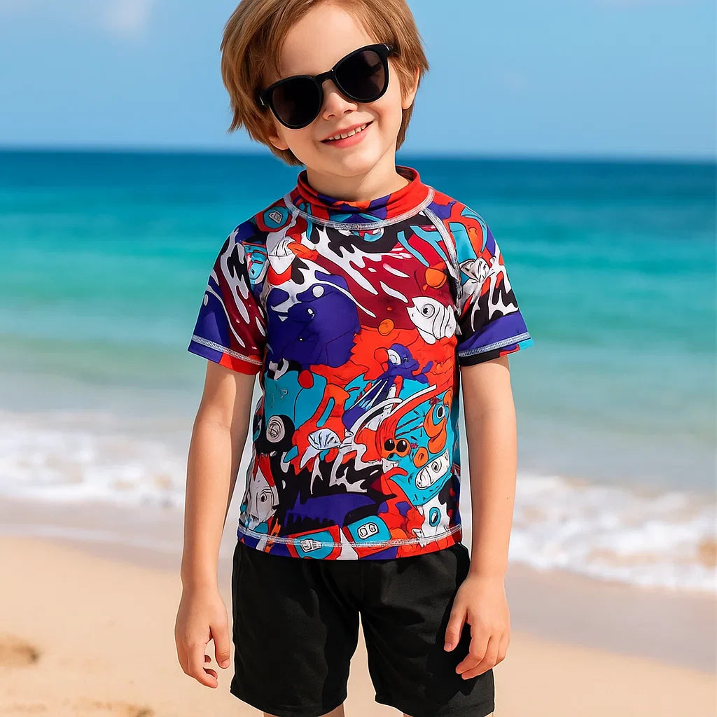 SunnyGuard – Summer & Protective – Anti-UV Kids Swim Shirt with Short Sleeves