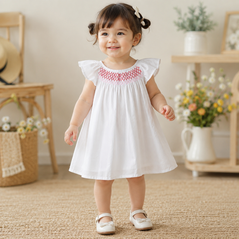 Floral Dress – Light & Airy – Girls Flutter Sleeve Dress