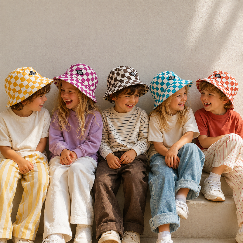 Bucket Hat – Cute & Protective – Kids Checkered Hat