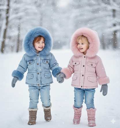 FurDream – Denim Look – Winter Jacket with Hood