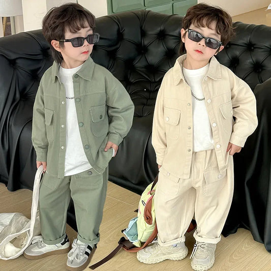 Kids Cargo Set | Two-Piece Design | Adjustable Waist Cotton Girls