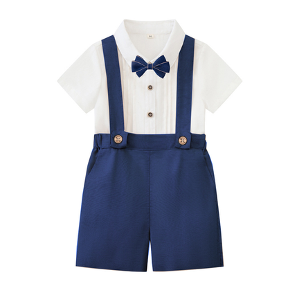 LittleDandy – Classic & Elegant – Cotton Shorts with Suspenders, Bow Tie & Shirt