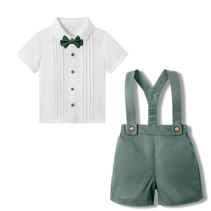 LittleDandy – Classic & Elegant – Cotton Shorts with Suspenders, Bow Tie & Shirt