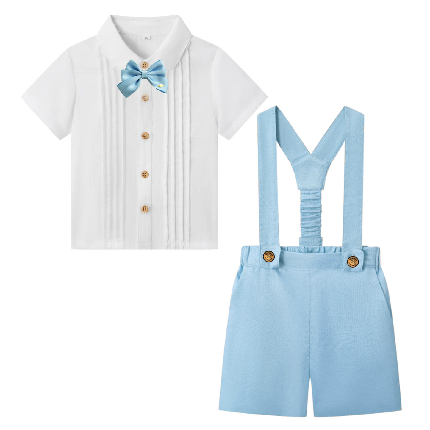 LittleDandy – Classic & Elegant – Cotton Shorts with Suspenders, Bow Tie & Shirt