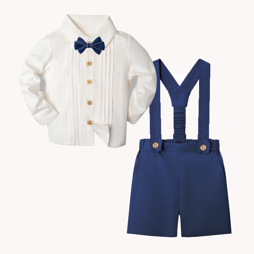 LittleDandy – Classic & Elegant – Cotton Shorts with Suspenders, Bow Tie & Shirt