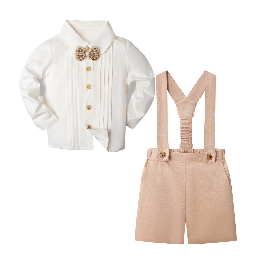 LittleDandy – Classic & Elegant – Cotton Shorts with Suspenders, Bow Tie & Shirt