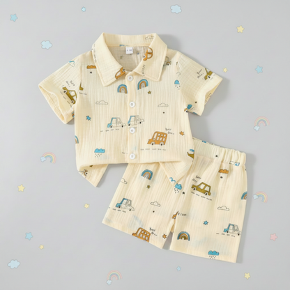 Dinosaur & Car Print Outfit – Cool & Playful – Summer Clothing Set