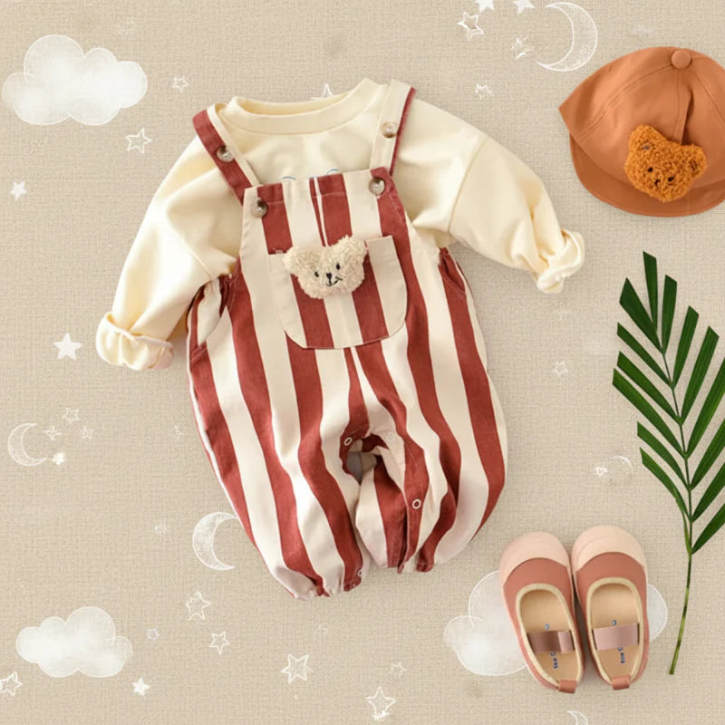 Striped Overall Romper – Soft & Comfortable – Kids Jumpsuit