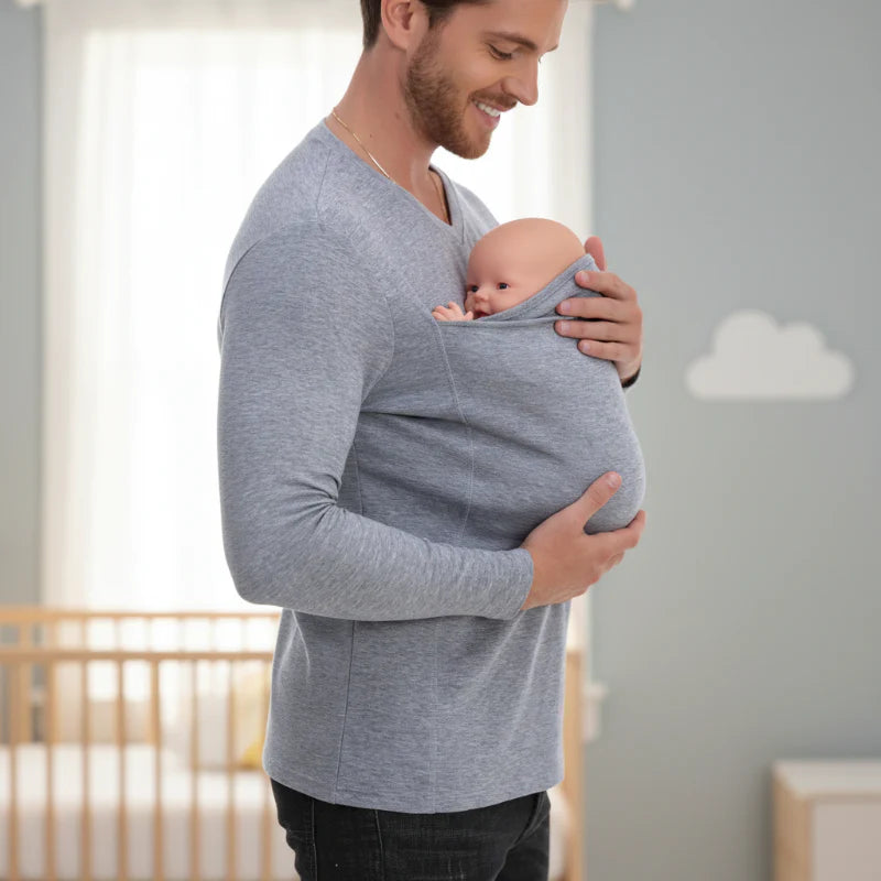 Kangaroo Pocket Shirt – Comfortable & Handy – Baby Carrier T-shirt for Men