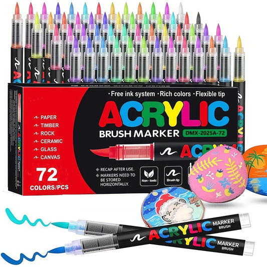 Kids Acrylic Markers | Brush Tip | Multi Color Unisex Design Cotton