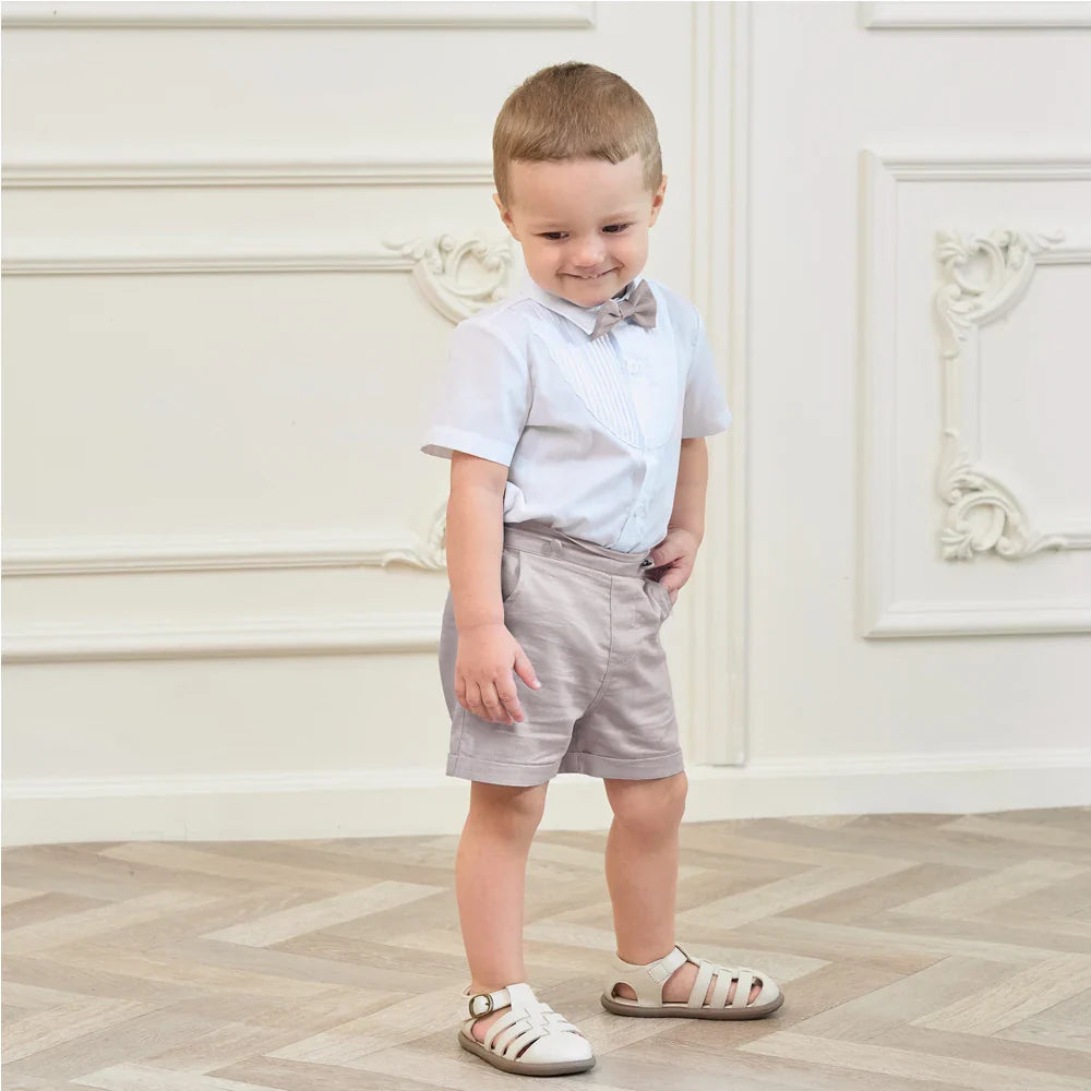 LittleDandy – Classic & Elegant – Cotton Shorts with Suspenders, Bow Tie & Shirt