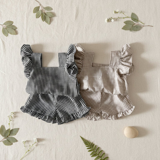 Kids Girls Ruffle Tee | Printed Design | Clothing Set Soft Fabric