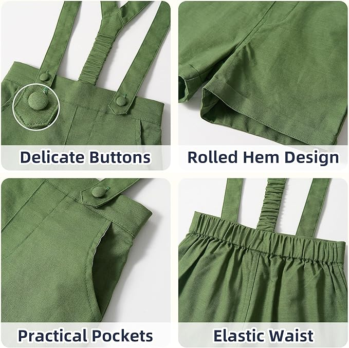 LittleDandy – Classic & Elegant – Cotton Shorts with Suspenders, Bow Tie & Shirt