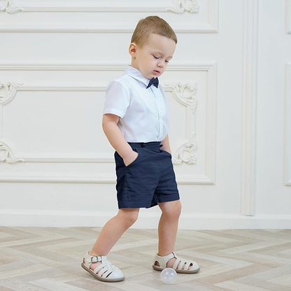 LittleDandy – Classic & Elegant – Cotton Shorts with Suspenders, Bow Tie & Shirt