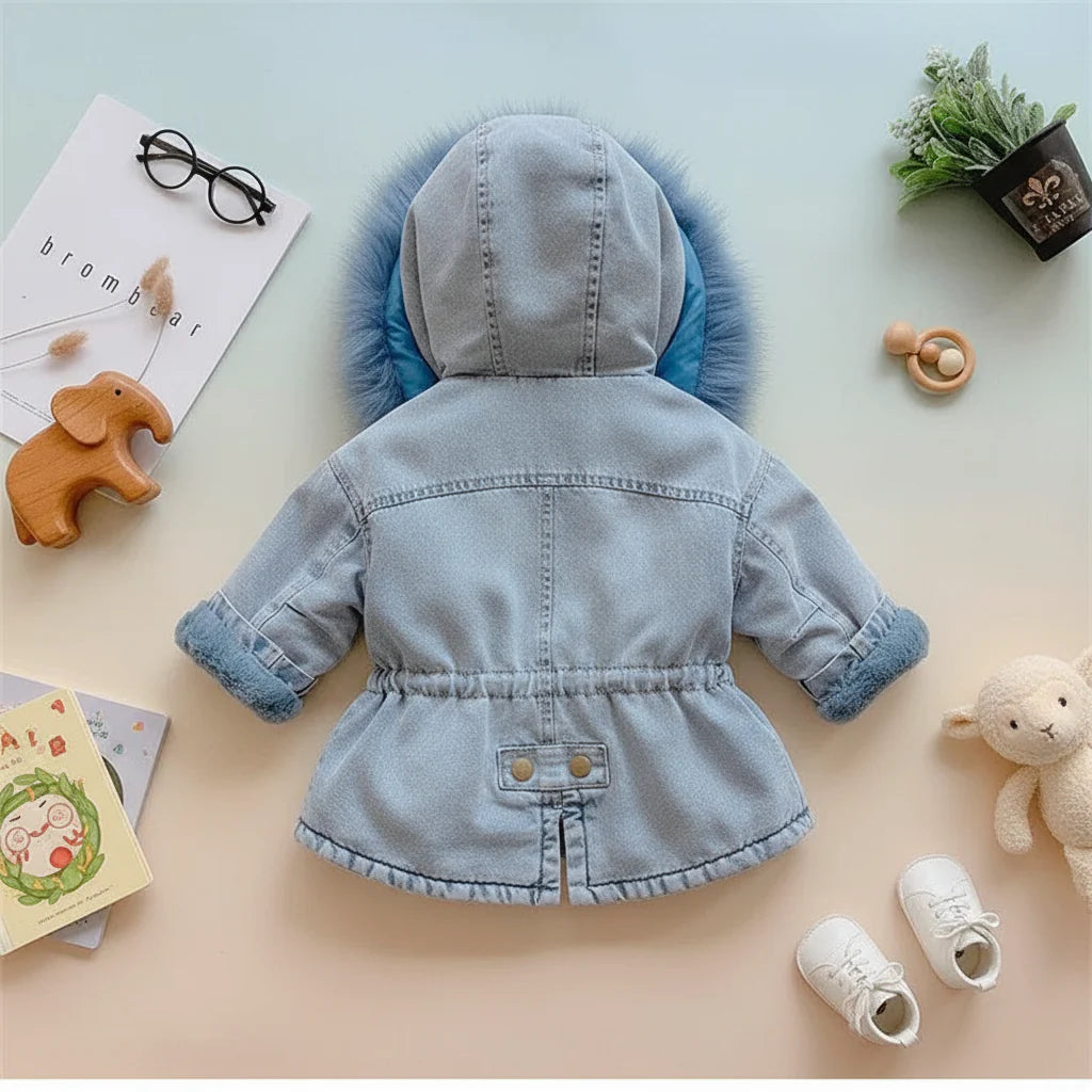 FurDream – Denim Look – Winter Jacket with Hood