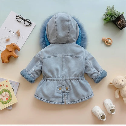 FurDream – Denim Look – Winter Jacket with Hood