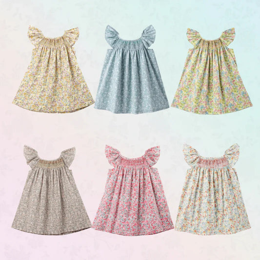 Floral Dress – Light & Airy – Girls Flutter Sleeve Dress