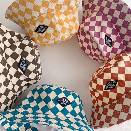 Kids Bucket Hat | Checkered Print | Sun Protection Boys and Girls
