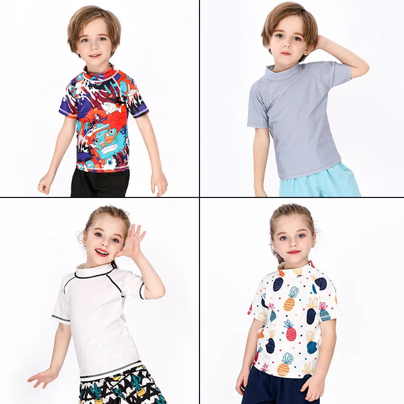 SunnyGuard – Summer & Protective – Anti-UV Kids Swim Shirt with Short Sleeves