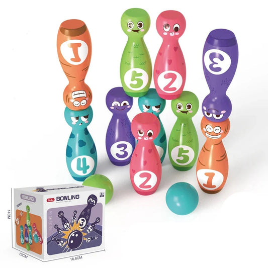 Kids Bowling Game | Ten Pins | Indoor Play Set Unisex Design Cotton