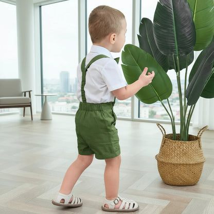 LittleDandy – Classic & Elegant – Cotton Shorts with Suspenders, Bow Tie & Shirt