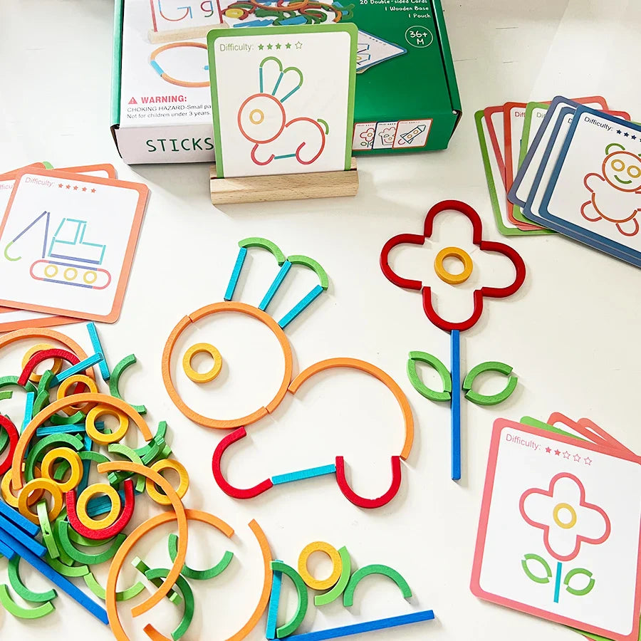 Kids Wooden Puzzle | Stacking Rings | Shape Sorting Toy Unisex Design