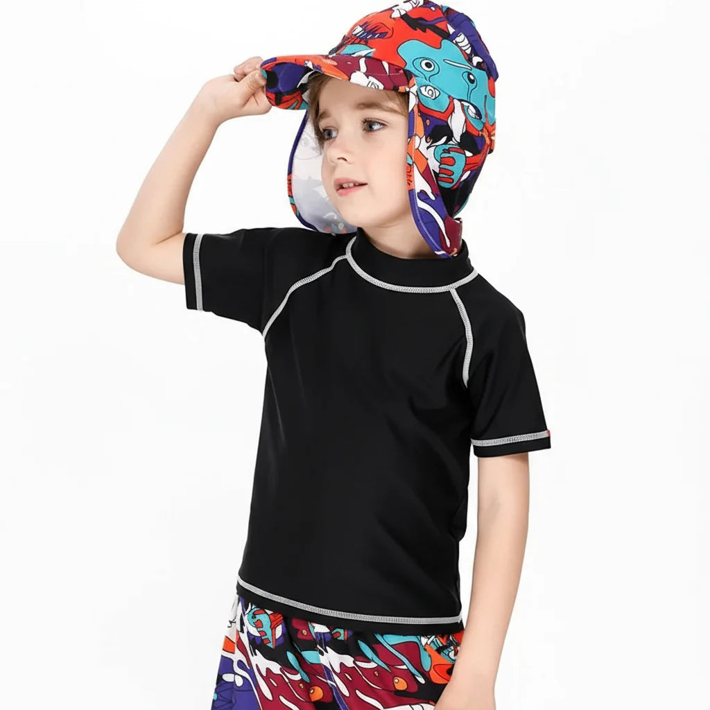 SunnyGuard – Summer & Protective – Anti-UV Kids Swim Shirt with Short Sleeves